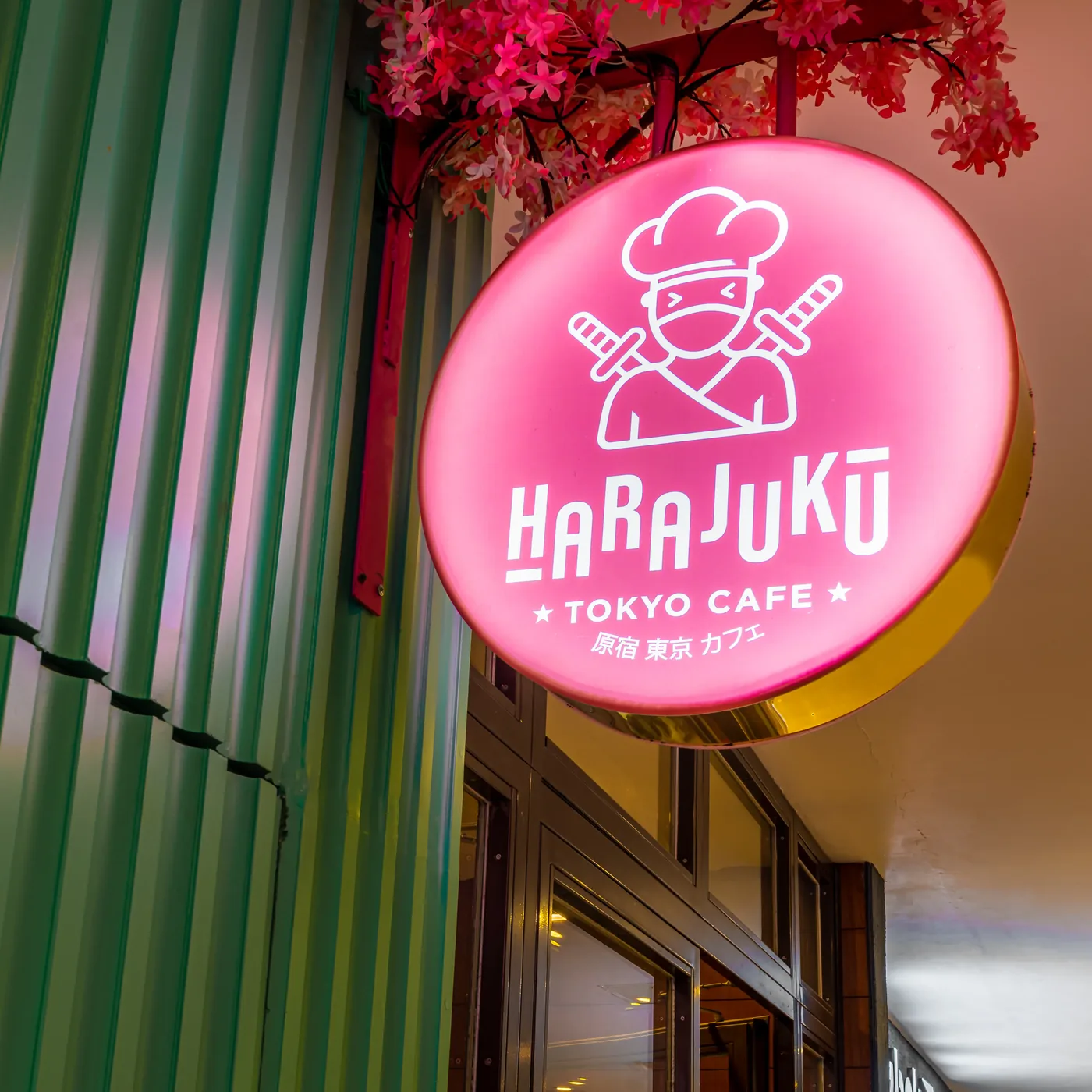 Harajuku Tokyo Cafe illuminated logo sign
